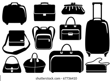 Bags and suitcases icons set