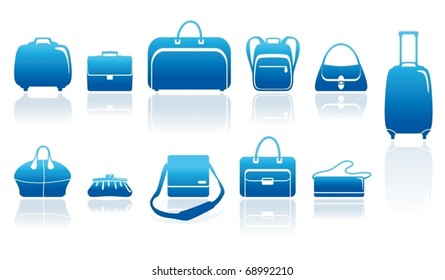 Bags and suitcases icons set