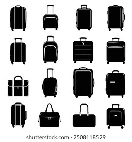 Bags and suitcases silhouette vector set design
