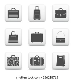 Bags and suitcases. Vector web buttons.
