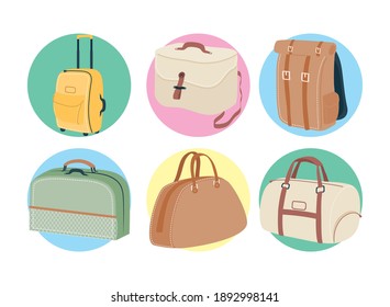 Bags symbol set design, Baggage luggage tourism travel theme Vector illustration
