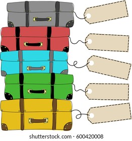 bags with tags. vector illustration. set