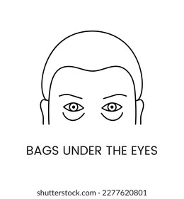 Bags under the eyes line icon in vector, illustration of a man with age-related changes on his face.