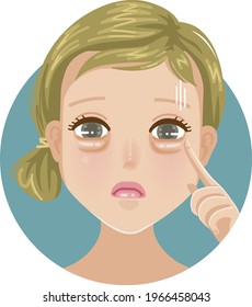 Bags under the eyes woman poing her face under eyes problem skin