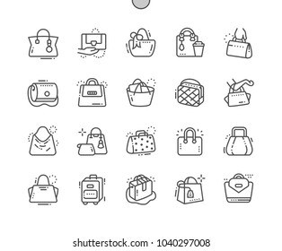 Bags Well-crafted Pixel Perfect Vector Thin Line Icons 30 2x Grid for Web Graphics and Apps. Simple Minimal Pictogram