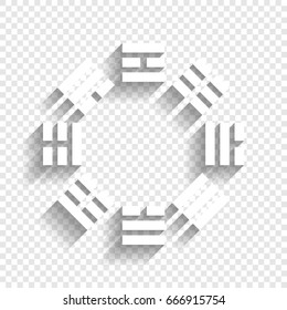 Bagua sign. Vector. White icon with soft shadow on transparent background.
