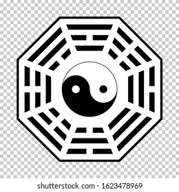 Bagua yin or yang "Later Heaven" symbol isolated on transparent background. Vector graphic.