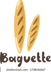Baguette bakery and bread icon flat style. Flour products, vector stock illustrator. Baguette - simple illustration. Two flour products. French bread. Icon for the bakery