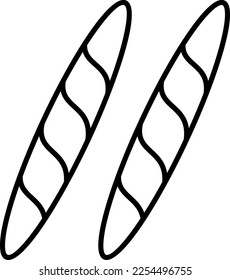 Baguette, bakery, bread vector icon on transparent background. Outline Baguette, bakery, bread vector icon