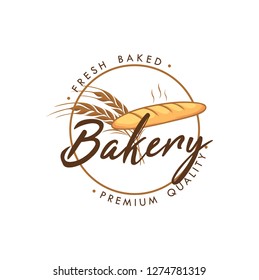 Baguette Bakery and Dessert Logo, Sign, Icon, Template, Emblem, Flat Vector Design