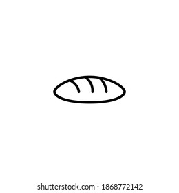 Baguette, bakery icon symbol in flat black line style, isolated on white background