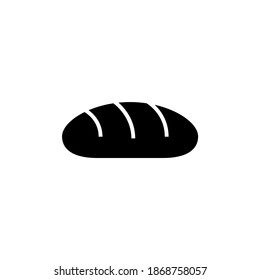 Baguette, bakery icon symbol in solid black flat shape glyph icon, isolated on white background