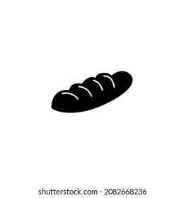 Baguette, bakery icon symbol in solid black flat shape glyph icon, isolated on white background