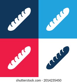 Baguette blue and red four color minimal icon set