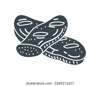 baguette bread bakery doodle icon isolated