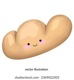 Baguette  bread   cartoon vector illustration  on white background