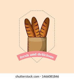 Baguette bread design, Bakery food shop traditional quality style and breakfast theme Vector illustration