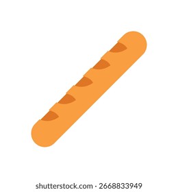 Baguette Bread Flat Color Icon: Freshly Baked Food and Bakery Item