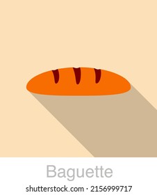 Baguette Bread flat icon design vector illustration
