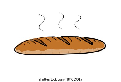 Baguette Bread, a hand drawn vector illustration of a steamy bread.