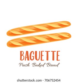 Baguette bread icon for bakery shop or food design. Vector illustration.
