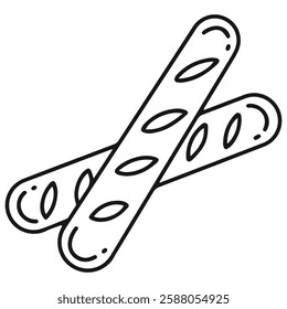 baguette bread icon with outline style
