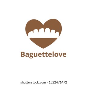 baguette bread inside heart shape for bakery business vector logo graphic design template