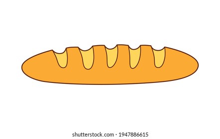 Baguette Bread Loaf Isolated Cartoon Vector