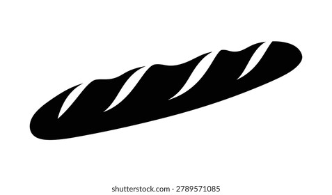 baguette bread silhouette black white background food