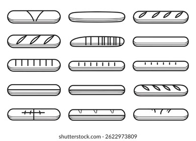 Baguette bread thin line drawing
