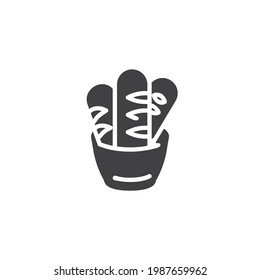 Baguette bread vector icon. filled flat sign for mobile concept and web design. Bread sticks glyph icon. Symbol, logo illustration. Vector graphics