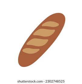 Baguette bread vector icon illustration
