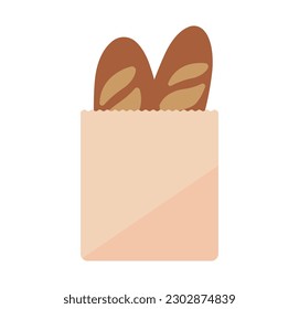 Baguette bread vector icon illustration