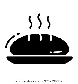 Baguette bread vector icon in modern style, french loaf 