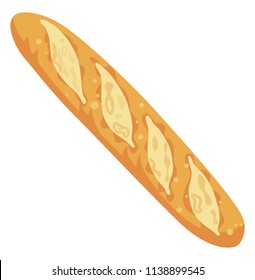 Baguette Loaf French Bread Stock Illustration