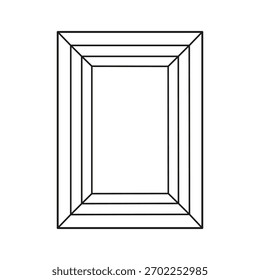 Baguette Diamant geschnitten Form. Entwurfsdiagramm. Rechteckige Diamant-Draufsicht einzeln auf weißem Hintergrund. Baguette brillanter Schnitt. Edelstein-Umrisssymbol für Schmuckdesign, Branding, Verpackung, Logo.