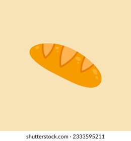 Baguette Flat Design Vector Art Illustration on Isolated Object. Food Vector Illustration. Food Vector Theme Illustration. Bakery Theme Vector Illustration