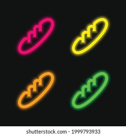 Baguette four color glowing neon vector icon