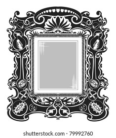 Baguette frame, gray scale, vector