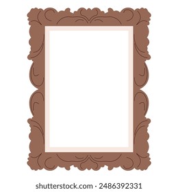 Baguette framework, decorative border in baroque classic design. Traditional picture decoration in retro rococo style. Flat vector illustration isolated on white background