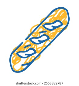 baguette culinária francesa ícone doodle esboço vetor. baguette culinária francesa sinal. símbolo isolado ilustração