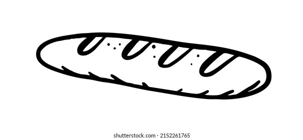 Baguette Is A Hand-drawn Bakery Element Vector Doodle Sketch.