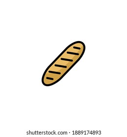 Baguette icon. Bakery icon. Simple, outline, black, flat, color.