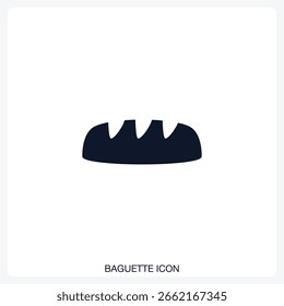 Ícone Baguette ícone de vetor sólido com um design de negrito e mínimo. Adequado para apresentações, sites, aplicativos, infográficos e vários projetos digitais ou de impressão.