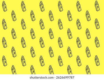 A baguette illustration pattern with yellow background, food packaging, menu illustration hand drawn print ads, food business, bakery