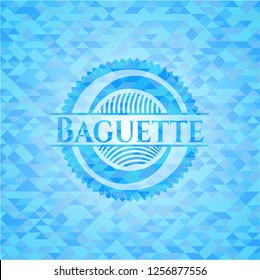 Baguette light blue emblem with triangle mosaic background