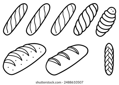 Baguette line art food lovers artwork