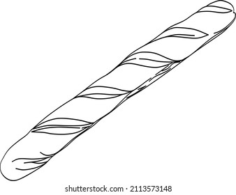 Baguette. Line hand drawn vector illustration