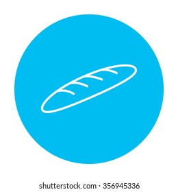 Baguette line icon for web, mobile and infographics. Vector white icon on the light blue circle isolated on white background.