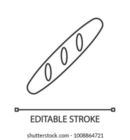Baguette linear icon. Thin line illustration. French bread loaf. Contour symbol. Vector isolated outline drawing. Editable stroke